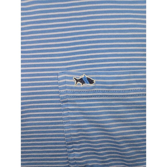 Fish Hippie Mens Blue Striped Polo XXL - Picture 6 of 8